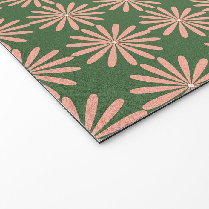 Multi Daisy Retro Pattern in Blush Pink and Green Welcome Mat Gallery Image 2