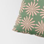 Multi Daisy Retro Pattern in Blush Pink and Green Pillow Sham Gallery Image 4