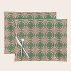 Multi Daisy Retro Pattern in Blush Pink and Green Placemat Gallery Image 1