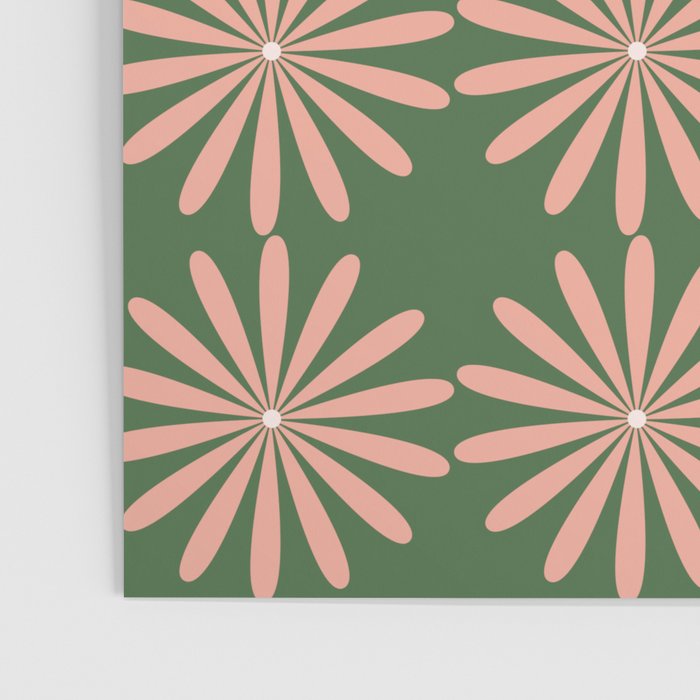 Multi Daisy Retro Pattern in Blush Pink and Green Poster Gallery Image 3