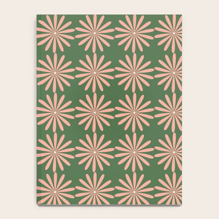 Multi Daisy Retro Pattern in Blush Pink and Green Notebook Gallery Image 4