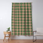 Multi Daisy Retro Pattern in Blush Pink and Green Window Curtain Gallery Image 5