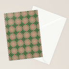 Multi Daisy Retro Pattern in Blush Pink and Green Stationery Card Gallery Image 2