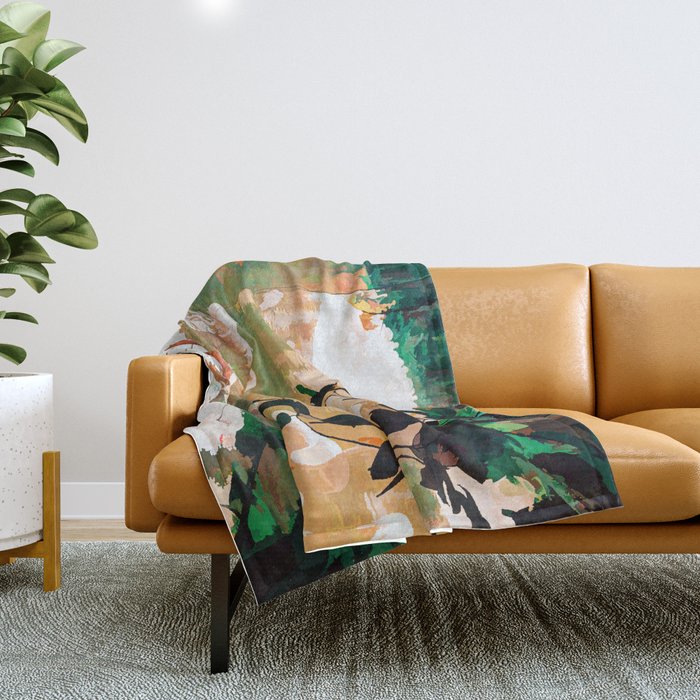Flamingo Sighting, Jungle Nature Wildlife Birds Painting, Animals Forest Safari Illustration Throw Blanket Gallery Image 1