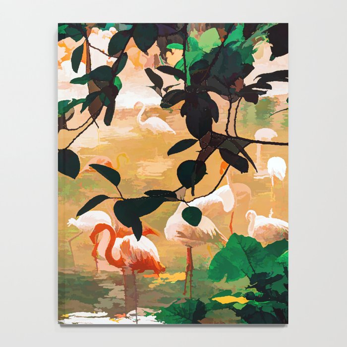 Flamingo Sighting, Jungle Nature Wildlife Birds Painting, Animals Forest Safari Illustration Notebook Gallery Image 4