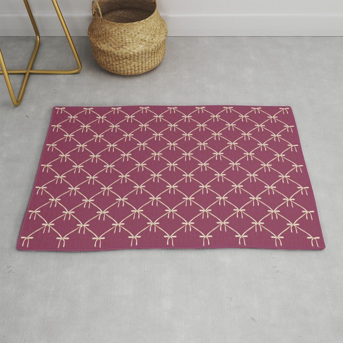 Bows & Ribbons Pattern XXXIII Plum Purple Rug Gallery Image 1