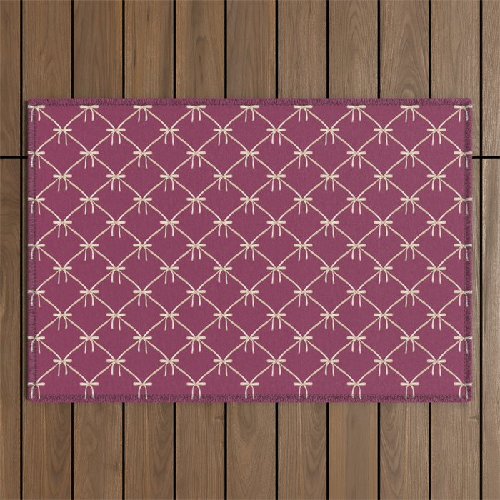 Bows & Ribbons Pattern XXXIII Plum Purple Outdoor Rug Gallery Image 1