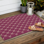 Bows & Ribbons Pattern XXXIII Plum Purple Outdoor Rug Gallery Image 2
