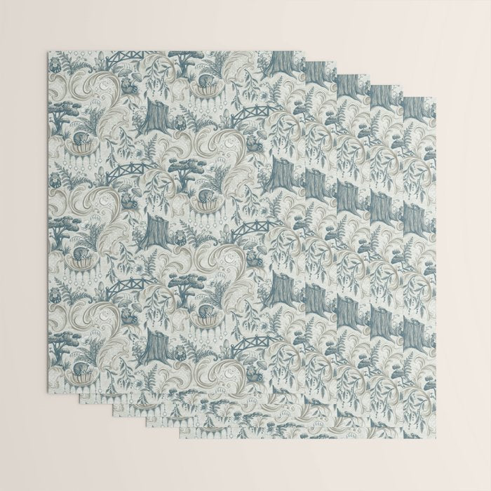 Fairytale Forest Raccoons - charming blue Wrapping Paper Gallery Image 3