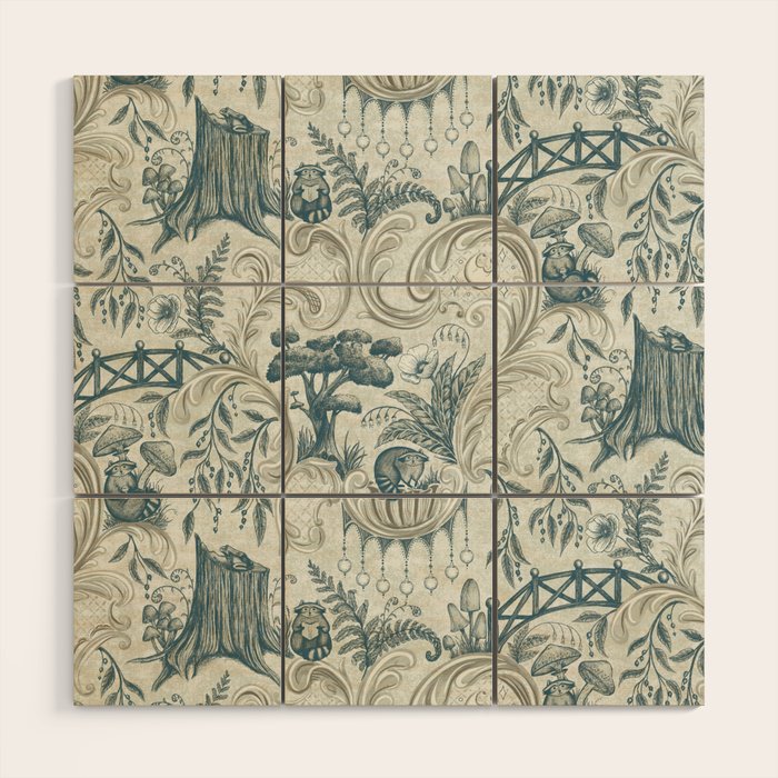 Fairytale Forest Raccoons - charming blue Wood Wall Art Gallery Image 1
