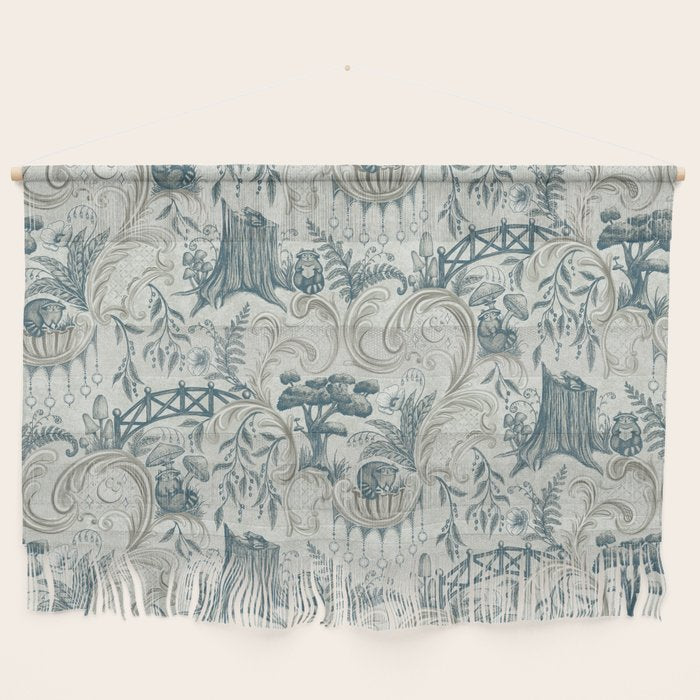 Fairytale Forest Raccoons - charming blue Wall Hanging Gallery Image 1