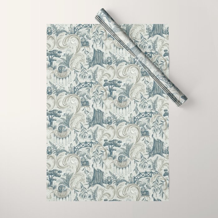 Fairytale Forest Raccoons - charming blue Wrapping Paper Gallery Image 1