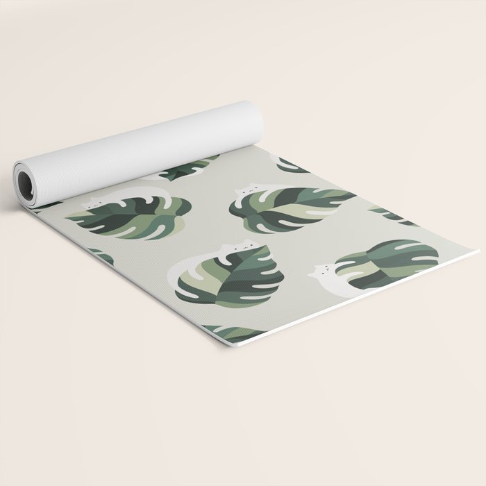 Cat and Plant Pattern 3 Yoga Mat Gallery Image 2