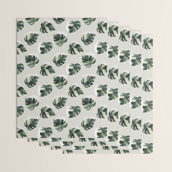 Cat and Plant Pattern 3 Wrapping Paper Gallery Image 3
