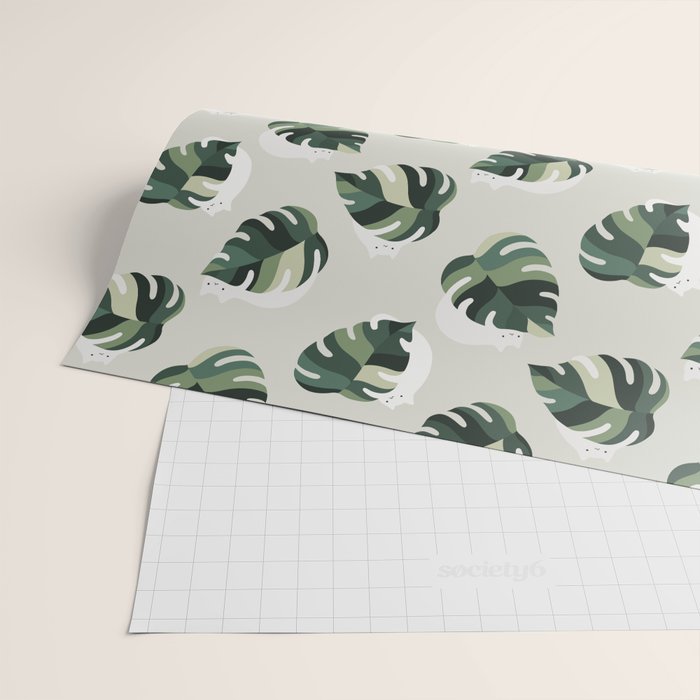 Cat and Plant Pattern 3 Wrapping Paper Gallery Image 2