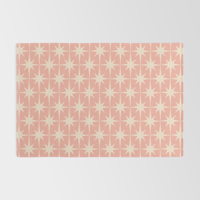 Atomic Age 1950s Retro Starburst Pattern in Cream and Blush Pink  Rug Gallery Image 2
