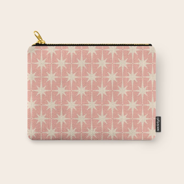 Atomic Age 1950s Retro Starburst Pattern in Cream and Blush Pink  Carry All Pouch Gallery Image 1
