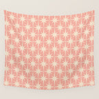 Atomic Age 1950s Retro Starburst Pattern in Cream and Blush Pink  Wall Tapestry Gallery Image 4
