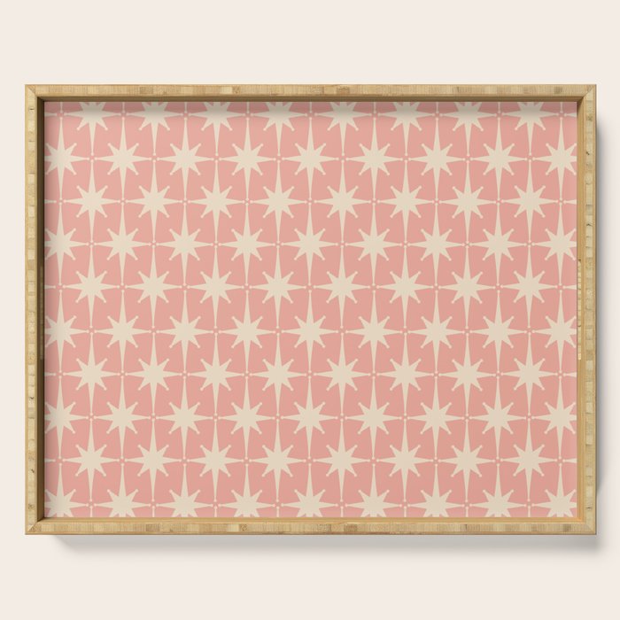 Atomic Age 1950s Retro Starburst Pattern in Cream and Blush Pink  Serving Tray Gallery Image 1