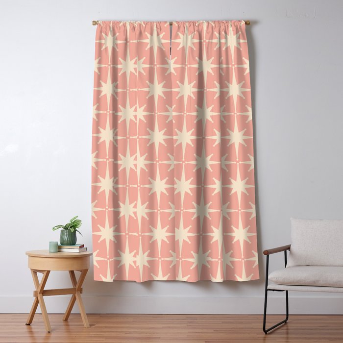 Atomic Age 1950s Retro Starburst Pattern in Cream and Blush Pink  Window Curtain Gallery Image 5