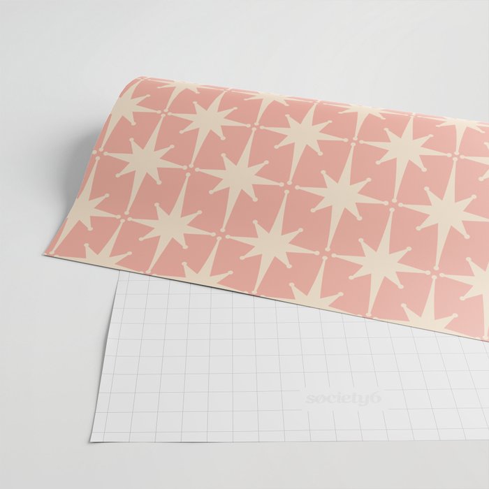 Atomic Age 1950s Retro Starburst Pattern in Cream and Blush Pink  Wrapping Paper Gallery Image 2