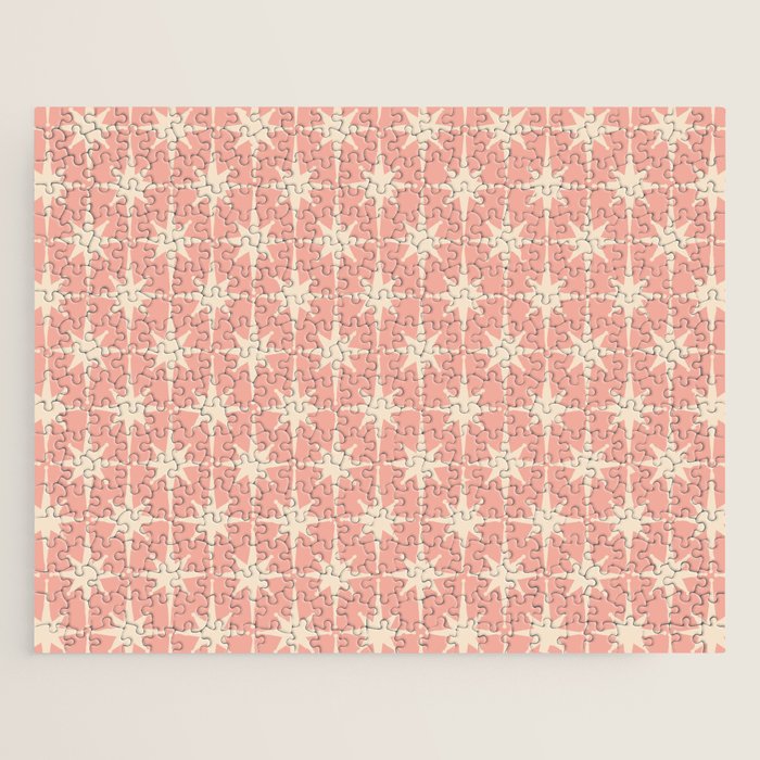 Atomic Age 1950s Retro Starburst Pattern in Cream and Blush Pink  Jigsaw Puzzle Gallery Image 1