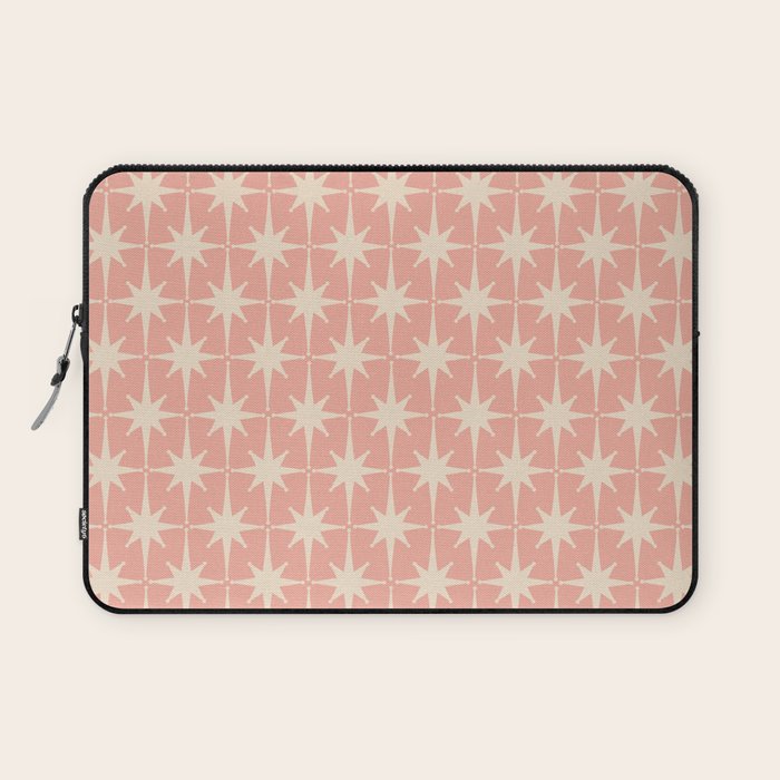 Atomic Age 1950s Retro Starburst Pattern in Cream and Blush Pink  Laptop Sleeve Gallery Image 1