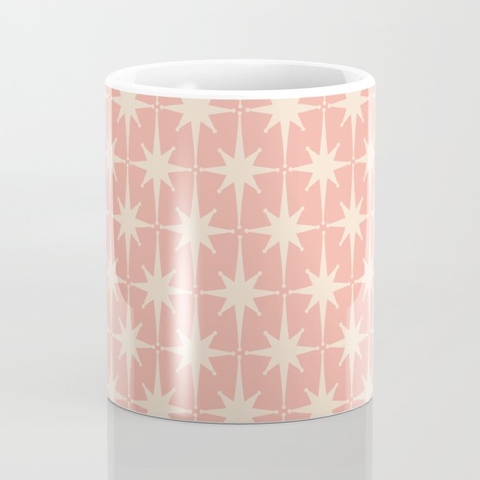 Atomic Age 1950s Retro Starburst Pattern in Cream and Blush Pink  Coffee Mug Gallery Image 4