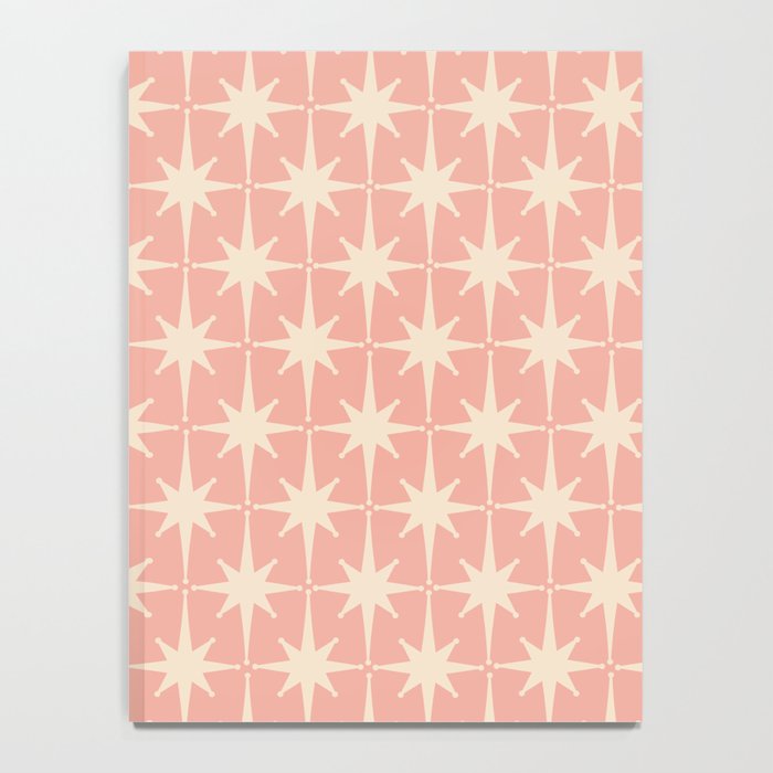 Atomic Age 1950s Retro Starburst Pattern in Cream and Blush Pink  Notebook Gallery Image 4