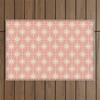 Atomic Age 1950s Retro Starburst Pattern in Cream and Blush Pink  Outdoor Rug Gallery Image 1