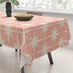 Atomic Age 1950s Retro Starburst Pattern in Cream and Blush Pink  Tablecloth Gallery Image 3
