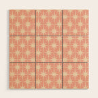 Atomic Age 1950s Retro Starburst Pattern in Cream and Blush Pink  Wood Wall Art Gallery Image 1