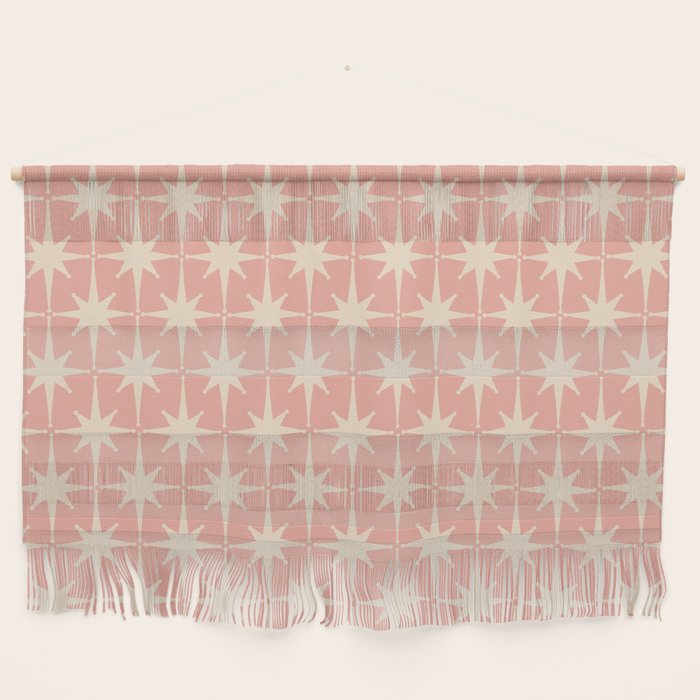 Atomic Age 1950s Retro Starburst Pattern in Cream and Blush Pink  Wall Hanging Gallery Image 1