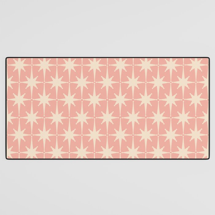 Atomic Age 1950s Retro Starburst Pattern in Cream and Blush Pink  Desk Mat Gallery Image 3