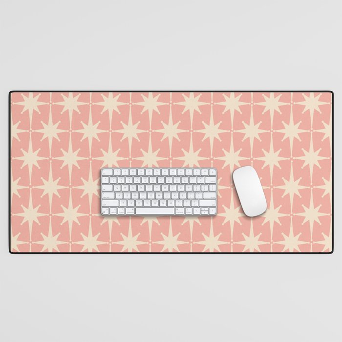 Atomic Age 1950s Retro Starburst Pattern in Cream and Blush Pink  Desk Mat Gallery Image 1