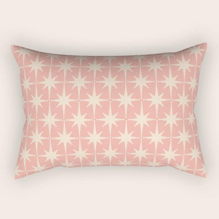 Atomic Age 1950s Retro Starburst Pattern in Cream and Blush Pink  Rectangular Pillow Gallery Image 2