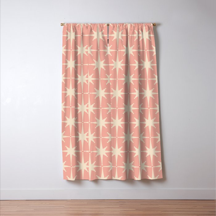 Atomic Age 1950s Retro Starburst Pattern in Cream and Blush Pink  Window Curtain Gallery Image 3