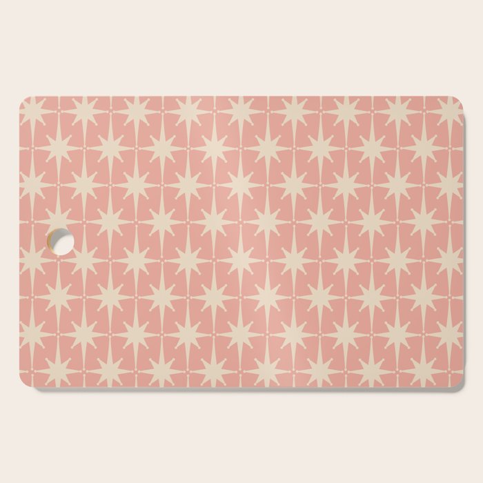 Atomic Age 1950s Retro Starburst Pattern in Cream and Blush Pink  Cutting Board Gallery Image 1