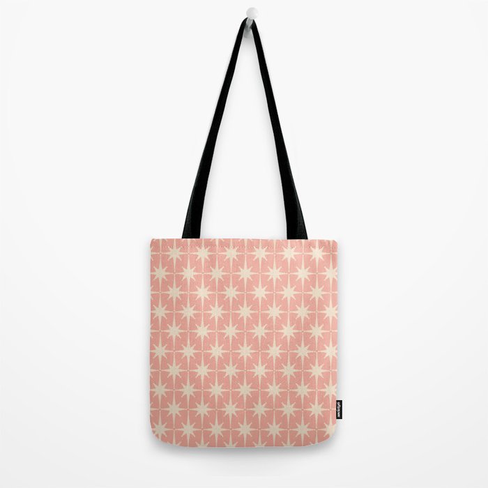 Atomic Age 1950s Retro Starburst Pattern in Cream and Blush Pink  Tote Bag Gallery Image 2