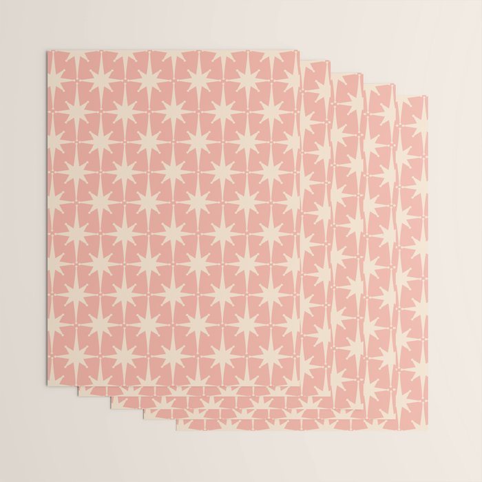 Atomic Age 1950s Retro Starburst Pattern in Cream and Blush Pink  Wrapping Paper Gallery Image 3