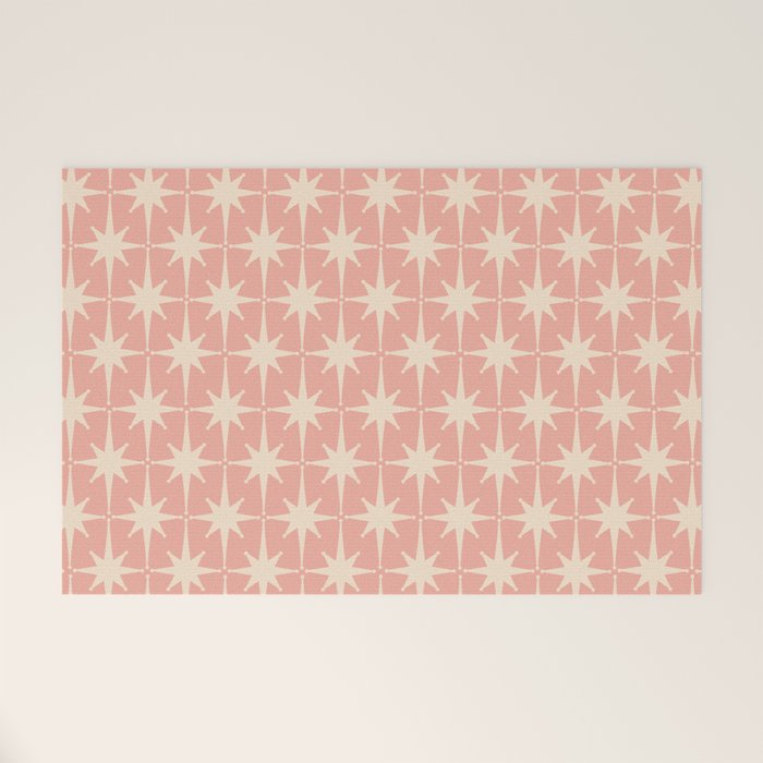 Atomic Age 1950s Retro Starburst Pattern in Cream and Blush Pink  Welcome Mat Gallery Image 1