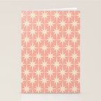 Atomic Age 1950s Retro Starburst Pattern in Cream and Blush Pink  Stationery Card Gallery Image 2