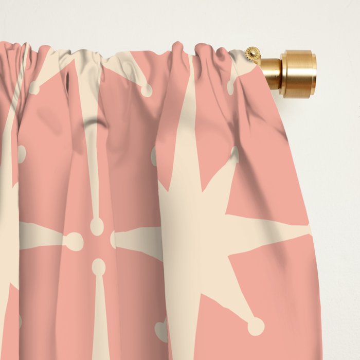 Atomic Age 1950s Retro Starburst Pattern in Cream and Blush Pink  Window Curtain Gallery Image 2