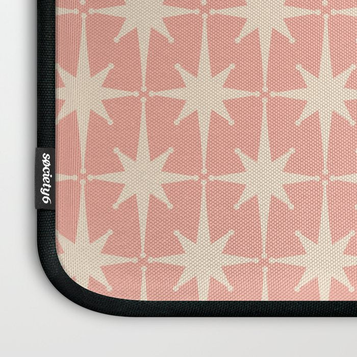 Atomic Age 1950s Retro Starburst Pattern in Cream and Blush Pink  Laptop Sleeve Gallery Image 3