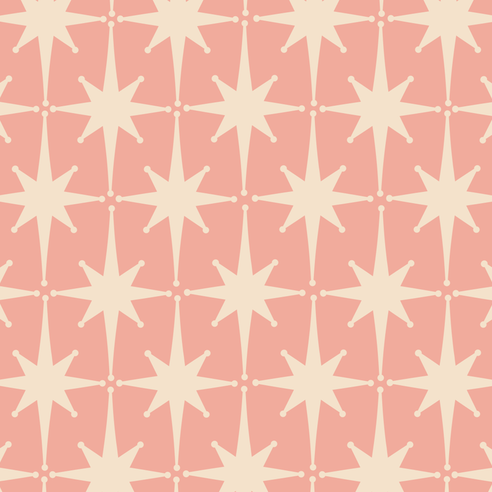 Atomic Age 1950s Retro Starburst Pattern in Cream and Blush Pink  Coffee Mug Gallery Image 2