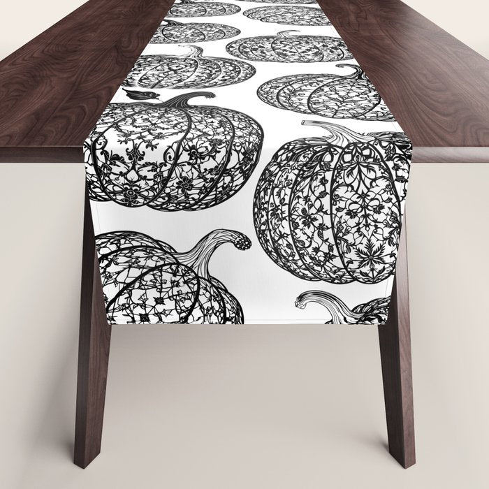 Lace Pumpkin Halloween Pattern Needle Bobbin Crochet Thread Table Runner Gallery Image 1