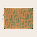 Mid Century Modern Loop Pattern in Retro Cantaloupe Orange and Olive Green Laptop Sleeve Gallery Image 1
