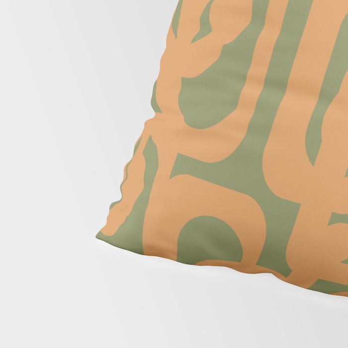 Mid Century Modern Loop Pattern in Retro Cantaloupe Orange and Olive Green Pillow Sham Gallery Image 4
