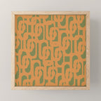 Mid Century Modern Loop Pattern in Retro Cantaloupe Orange and Olive Green Mini Art Print Gallery Image 1