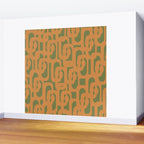 Mid Century Modern Loop Pattern in Retro Cantaloupe Orange and Olive Green Wall Mural Gallery Image 2